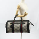 GUCCI GG Supreme Sherry Line Boston Bag PVC Navy Gold Auth 150841-23