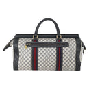 GUCCI GG Supreme Sherry Line Boston Bag PVC Navy Gold Auth 150841-3