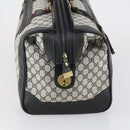 GUCCI GG Supreme Sherry Line Boston Bag PVC Navy Gold Auth 150841-5