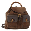 GUCCI Bamboo Backpack Suede Brown Gold 003 58 0016 Auth 150842-1