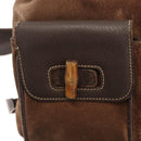 GUCCI Bamboo Backpack Suede Brown Gold 003 58 0016 Auth 150842-22
