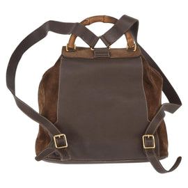 GUCCI Bamboo Backpack Suede Brown Gold 003 58 0016 Auth 150842 - 0