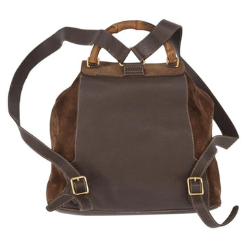 GUCCI Bamboo Backpack Suede Brown Gold 003 58 0016 Auth 150842 - 0