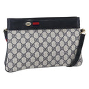 GUCCI GG Supreme Sherry Line Shoulder Bag PVC Navy Gold 904 02 035 Auth 150843-1