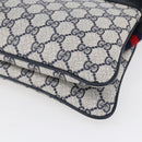 GUCCI GG Supreme Sherry Line Shoulder Bag PVC Navy Gold 904 02 035 Auth 150843-12