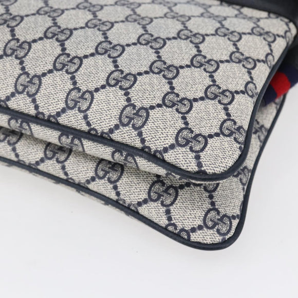 GUCCI GG Supreme Sherry Line Shoulder Bag PVC Navy Gold 904 02 035 Auth 150843