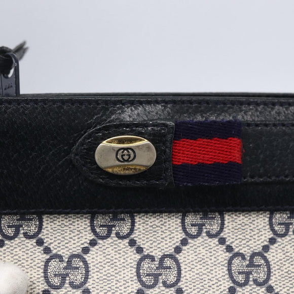 GUCCI GG Supreme Sherry Line Shoulder Bag PVC Navy Gold 904 02 035 Auth 150843