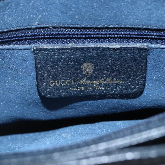 GUCCI GG Supreme Sherry Line Shoulder Bag PVC Navy Gold 904 02 035 Auth 150843