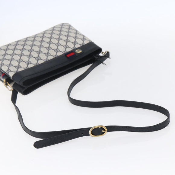 GUCCI GG Supreme Sherry Line Shoulder Bag PVC Navy Gold 904 02 035 Auth 150843