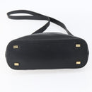 CELINE Hand Bag Leather 2way Black Gold Auth 150847-5