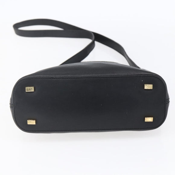 CELINE Hand Bag Leather 2way Black Gold Auth 150847