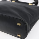 CELINE Hand Bag Leather 2way Black Gold Auth 150847-9