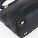 CELINE Hand Bag Leather 2way Black Gold Auth 150847-16