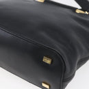 CELINE Hand Bag Leather 2way Black Gold Auth 150847-17