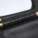 CELINE Hand Bag Leather 2way Black Gold Auth 150847-19