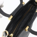 CELINE Hand Bag Leather 2way Black Gold Auth 150847-20