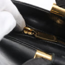 CELINE Hand Bag Leather 2way Black Gold Auth 150847-10