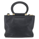 CELINE Hand Bag Leather 2way Black Gold Auth 150847-13