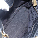 CELINE Hand Bag Leather 2way Black Gold Auth 150847-11