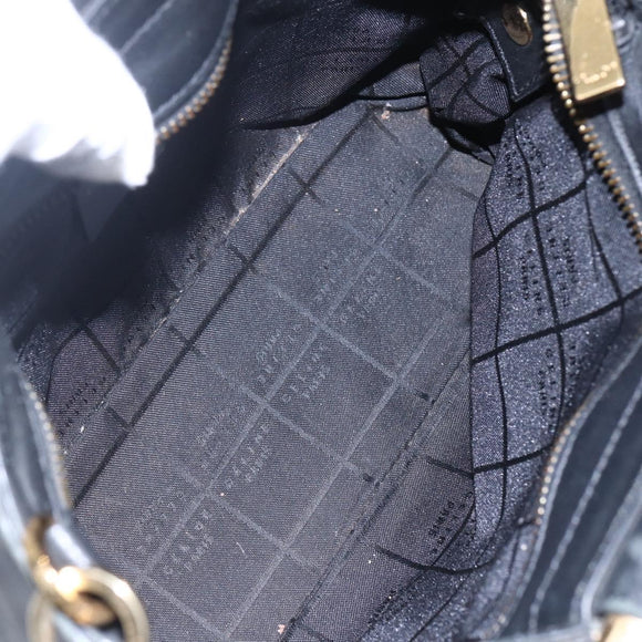 CELINE Hand Bag Leather 2way Black Gold Auth 150847