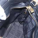 CELINE Hand Bag Leather 2way Black Gold Auth 150847-23