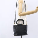 CELINE Hand Bag Leather 2way Black Gold Auth 150847-26