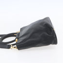 CELINE Hand Bag Leather 2way Black Gold Auth 150847-3