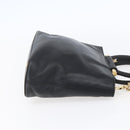 CELINE Hand Bag Leather 2way Black Gold Auth 150847-4