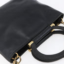 CELINE Hand Bag Leather 2way Black Gold Auth 150847-6