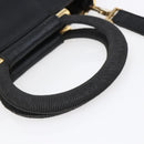 CELINE Hand Bag Leather 2way Black Gold Auth 150847-7