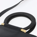 CELINE Hand Bag Leather 2way Black Gold Auth 150847-14