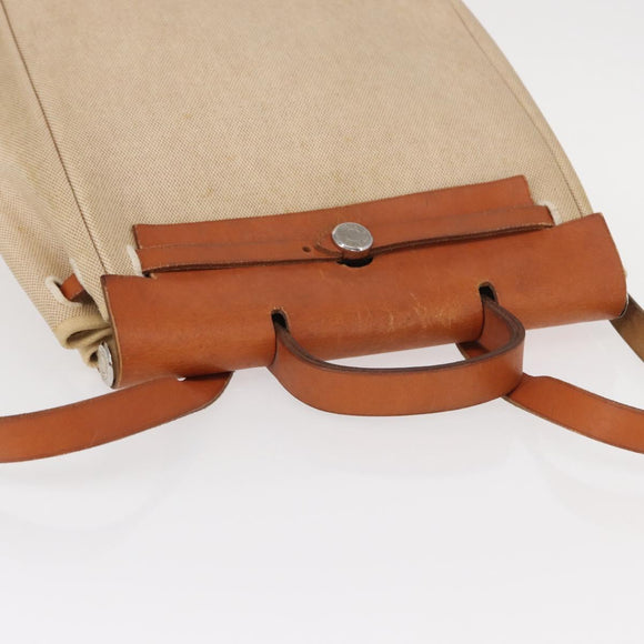 HERMES Herbag Tower Ash A Dos PM Backpack Canvas Beige Silver Auth 150848