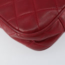 CHANEL Matelasse Chain Hand Bag Lamb Skin Red Gold CC Auth 150849-17