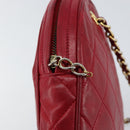 CHANEL Matelasse Chain Hand Bag Lamb Skin Red Gold CC Auth 150849-9