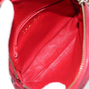 CHANEL Matelasse Chain Hand Bag Lamb Skin Red Gold CC Auth 150849-10