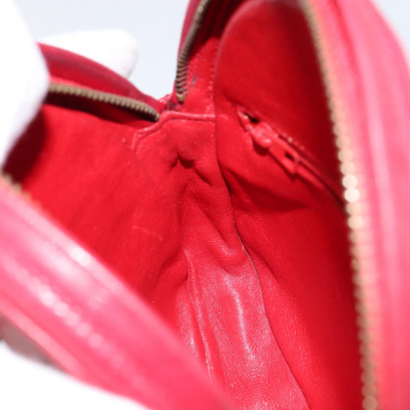 CHANEL Matelasse Chain Hand Bag Lamb Skin Red Gold CC Auth 150849