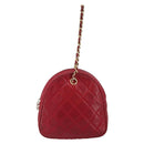 CHANEL Matelasse Chain Hand Bag Lamb Skin Red Gold CC Auth 150849-13