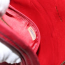 CHANEL Matelasse Chain Hand Bag Lamb Skin Red Gold CC Auth 150849-11