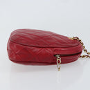 CHANEL Matelasse Chain Hand Bag Lamb Skin Red Gold CC Auth 150849-3