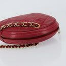 CHANEL Matelasse Chain Hand Bag Lamb Skin Red Gold CC Auth 150849-6