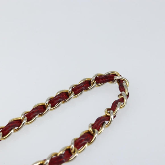 CHANEL Matelasse Chain Hand Bag Lamb Skin Red Gold CC Auth 150849