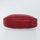CHANEL Matelasse Chain Hand Bag Lamb Skin Red Gold CC Auth 150849-5