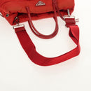 PRADA Hand Bag Nylon 2way Red Silver Auth 150850-10