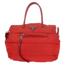 PRADA Hand Bag Nylon 2way Red Silver Auth 150850-13