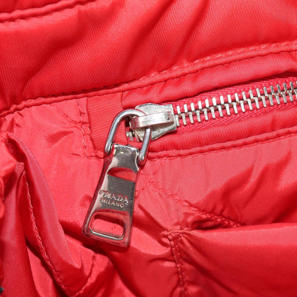 PRADA Hand Bag Nylon 2way Red Silver Auth 150850