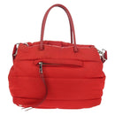 PRADA Hand Bag Nylon 2way Red Silver Auth 150850-2