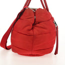 PRADA Hand Bag Nylon 2way Red Silver Auth 150850-3