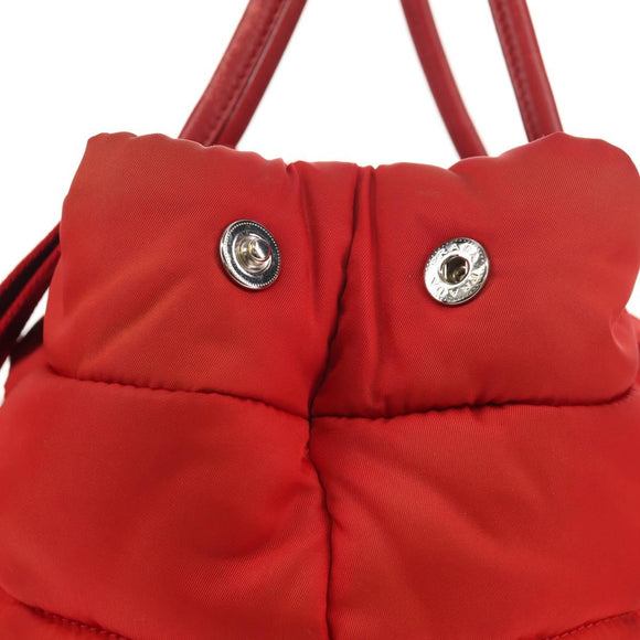 PRADA Hand Bag Nylon 2way Red Silver Auth 150850
