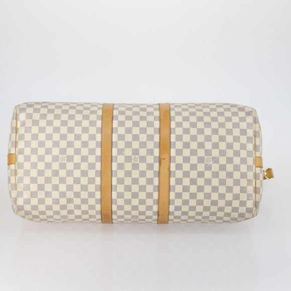 LOUIS VUITTON Damier Azur Keepall Bandouliere 55 Boston Bag N41429 Auth 150852
