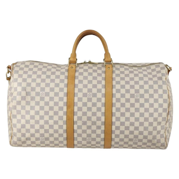 LOUIS VUITTON Damier Azur Keepall Bandouliere 55 Boston Bag N41429 Auth 150852